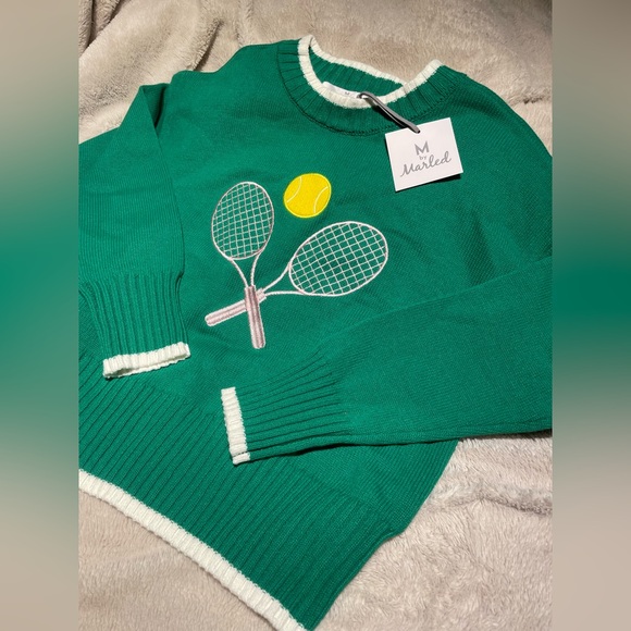 NWT M by Marled Embroidered Pickleball Sweater - Picture 2 of 5